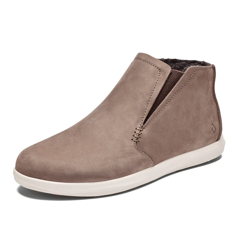 OLUKAI Hawai'iloa Manu Hope Women's Booties, Soft & Comfortable Waterproof Full-Grain Leather, Elastic Gore Panels for Customized Fit & Wet Grip Rubber Soles, Taupe Grey/Off White, 7 - Image 1
